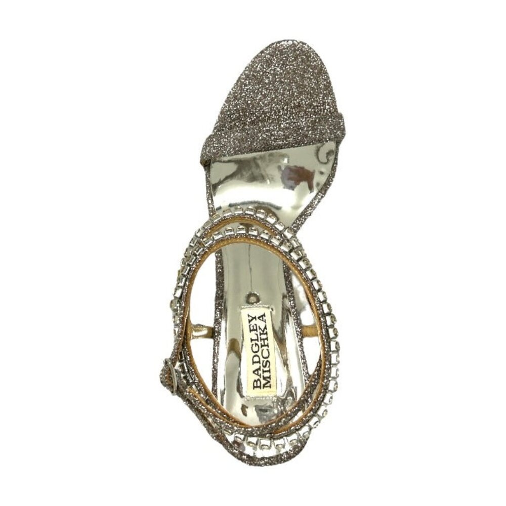CLAUDETTE Women's Glitter Embellished Heel Dress Sandals Pewter Glitter - Picture 6 of 8